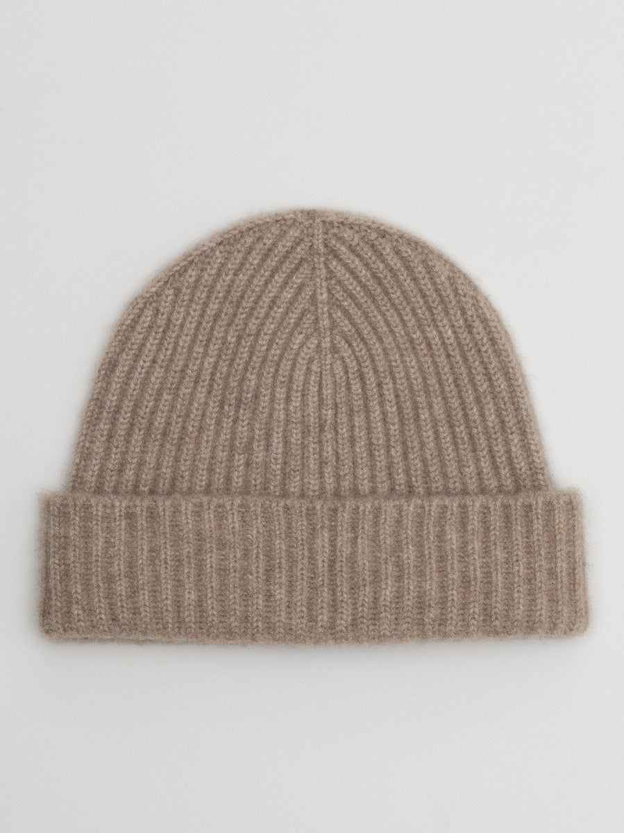 Mens Earth Brown Knitted Cashmere Beanie Hat | Begg x Co