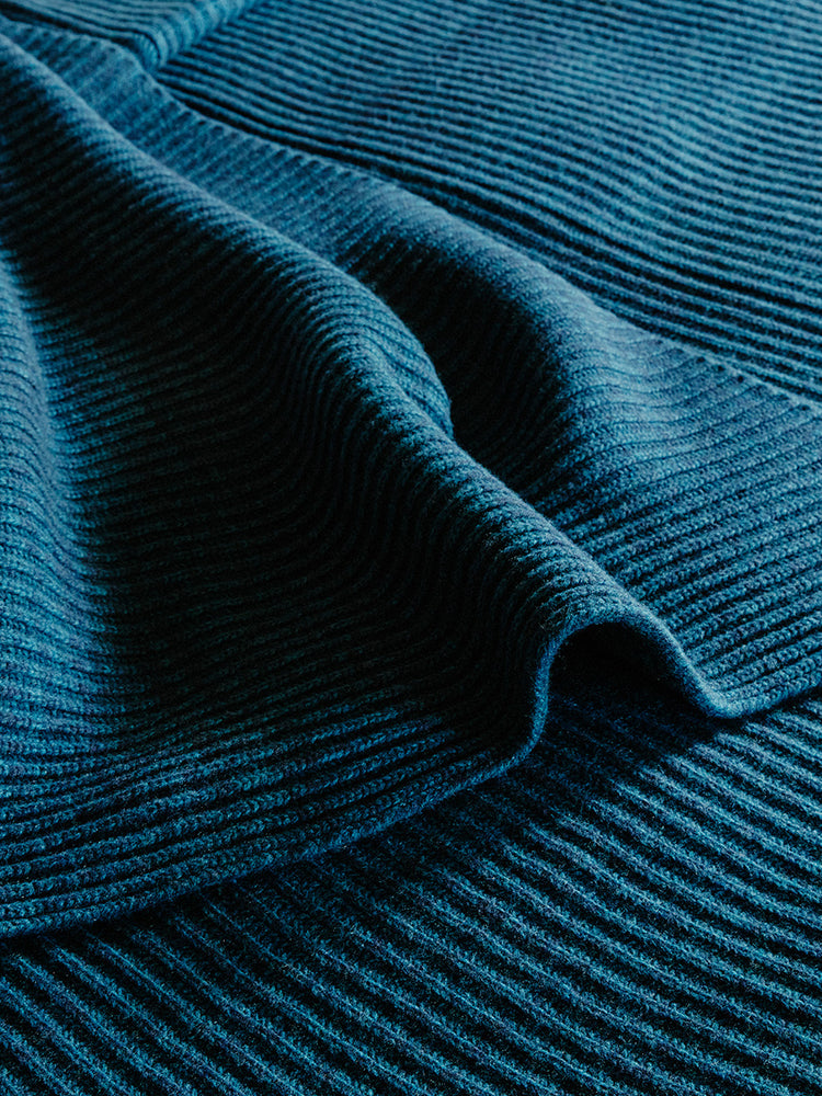 Furrow Knitted Teal Cashmere Blanket | Begg x Co