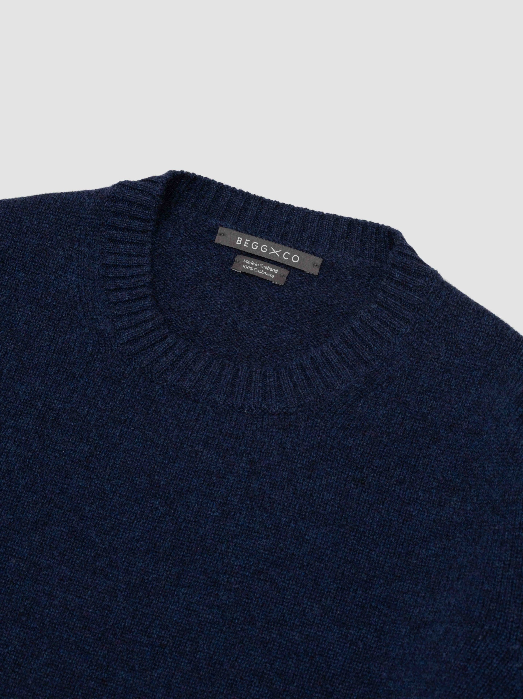 Womens Hepburn Cashmere Knitted Crew in Ink Marl | Begg x Co