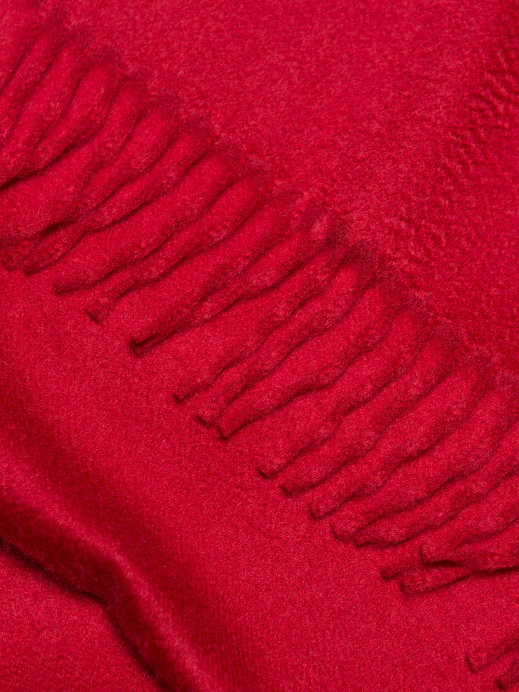 Arran Plain Womens Cashmere Scarf Carmine Detail | Begg x Co