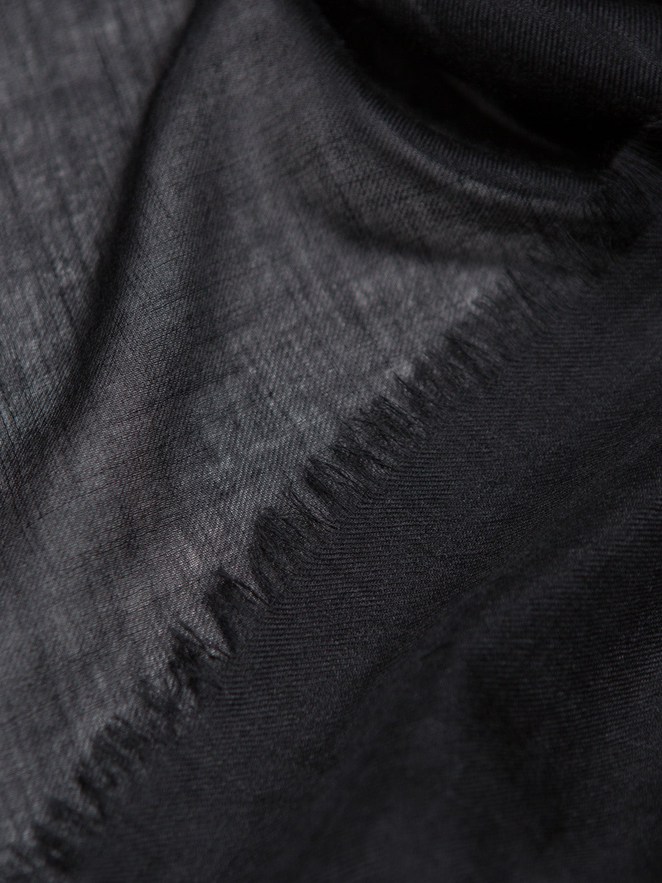 Wispy Plain Mens Cashmere Scarf Black Detail | Begg x Co