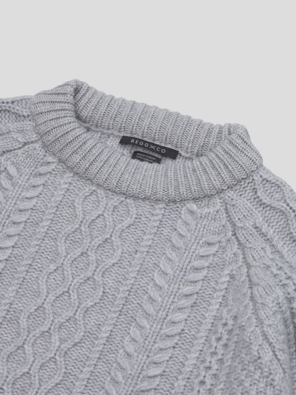 Mens Isla Cashmere Knitted Sweater Feather Grey | Begg x Co