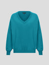 Womens Jade Knitted Cashmere V-Neck Sweater Tropical Blue - Begg x Co