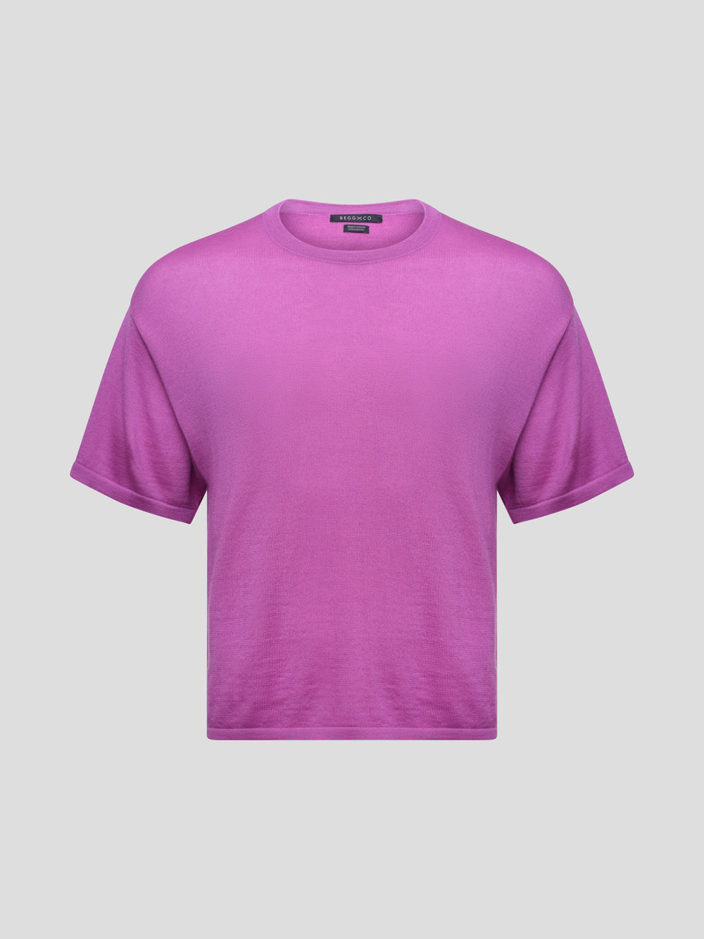 Mens Lumiere Knitted Cashmere T-Shirt Hibiscus - Begg x Co