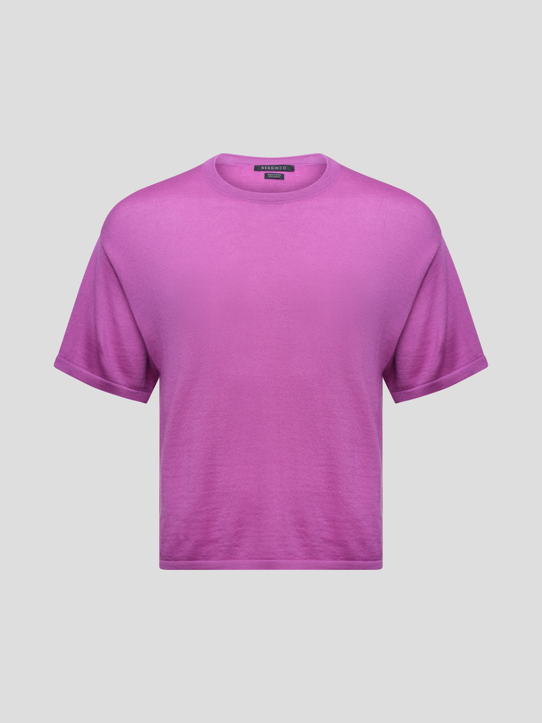 Mens Lumiere Knitted Cashmere T-Shirt Hibiscus - Begg x Co