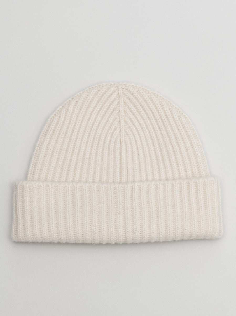 Womens Natural Knitted Cashmere Beanie Hat | Begg x Co