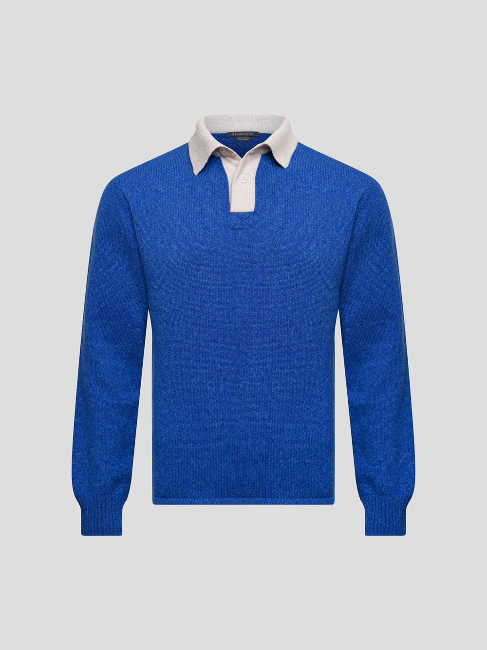 Mens Player Shirt Knitted Cashmere Polo Azurite - Begg x Co