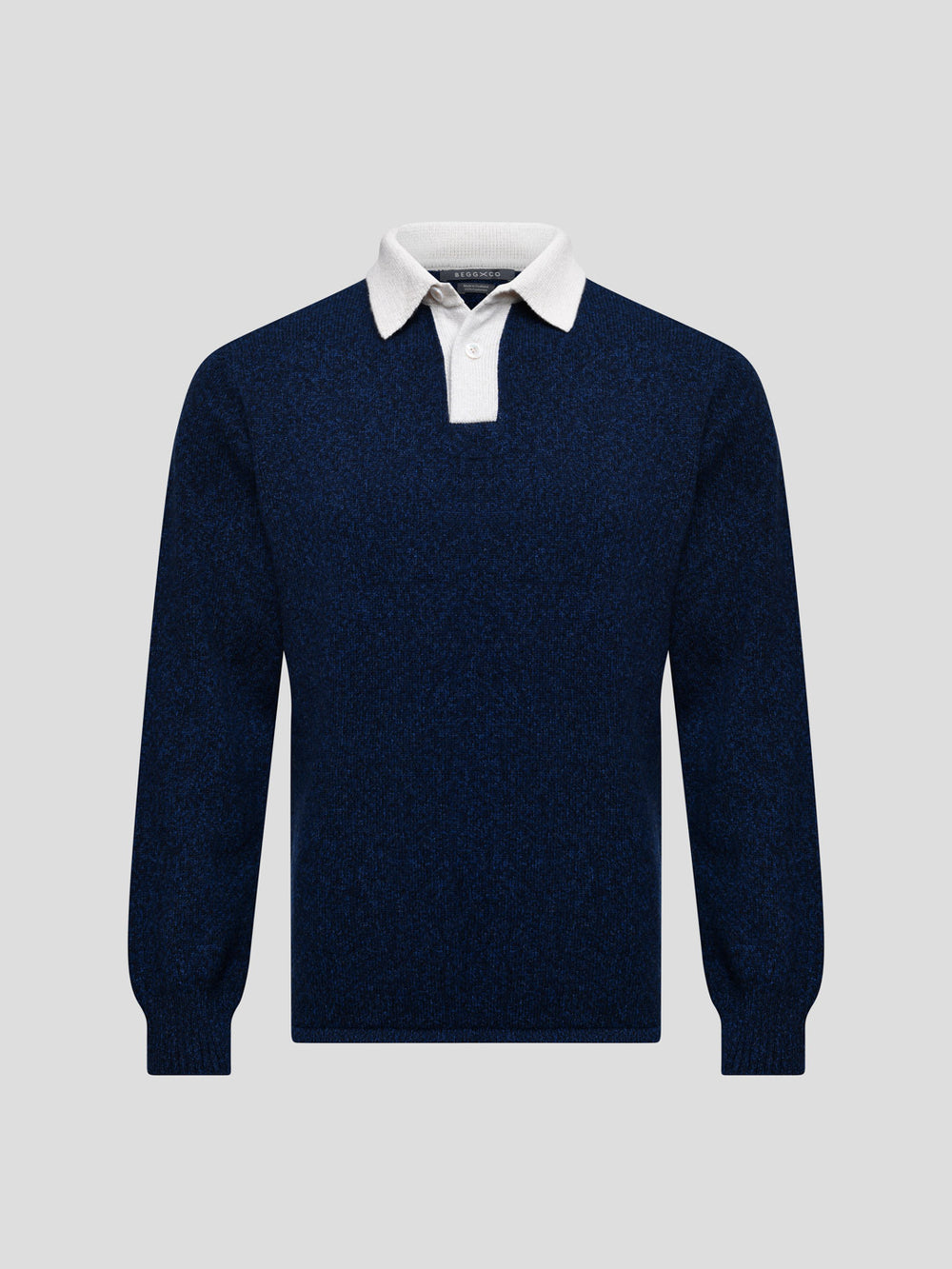 Mens Player Shirt Knitted Cashmere Polo Indigo Marl - Begg x Co