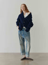 Womens Aspen Navy Blue Cashmere Knitted Cardigan - Begg x Co