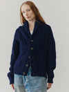 Womens Aspen Navy Blue Cashmere Knitted Cardigan - Begg x Co