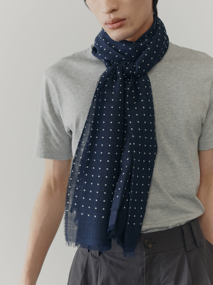 Wispy Hanover Mens Cashmere Scarf Navy White | Begg x Co