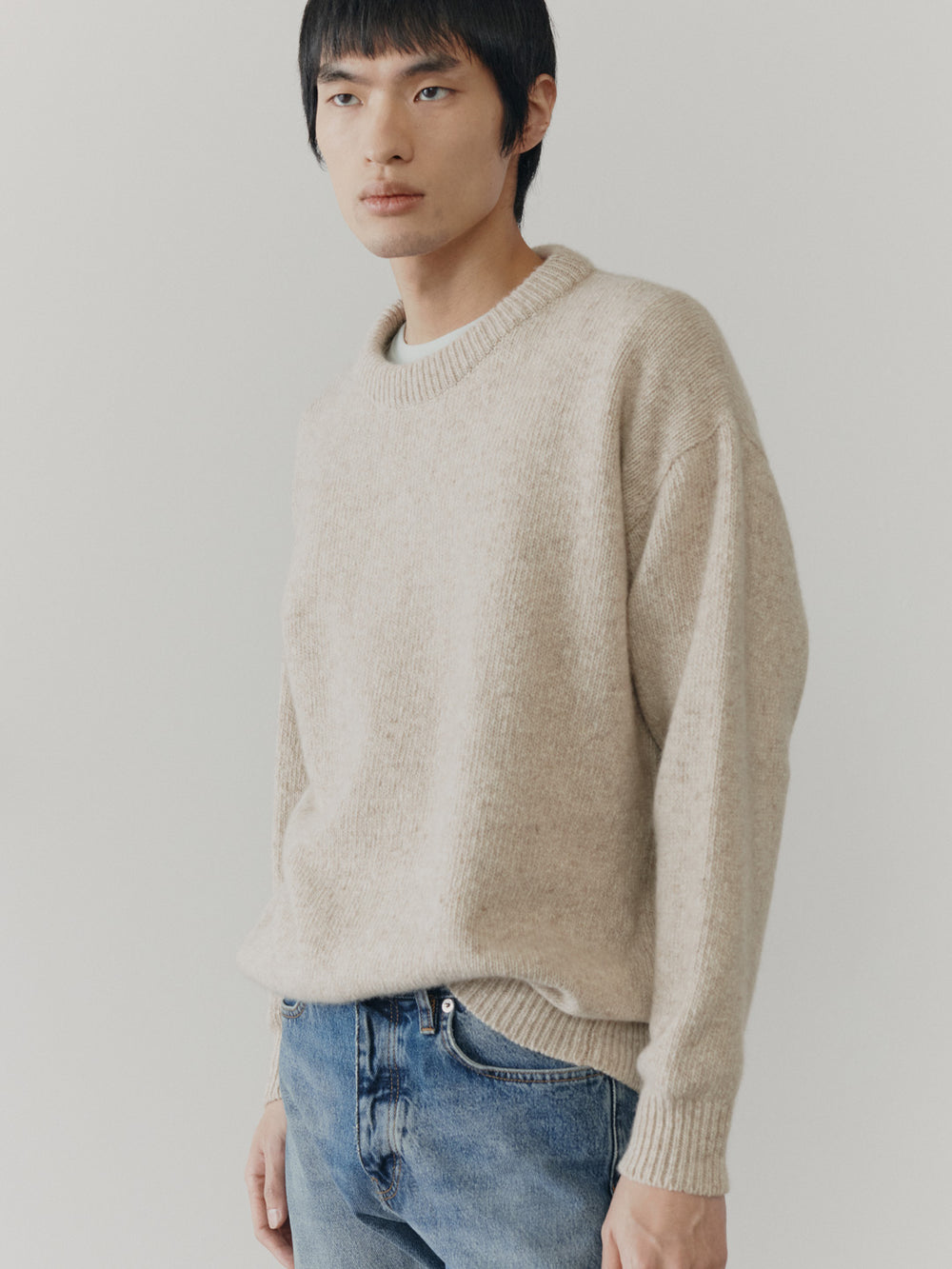 Mens Ricos Cashmere Sweater Oat - Begg x Co