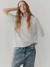 Womens Lumiere Knitted Cashmere T-Shirt Bianco - Begg x Co