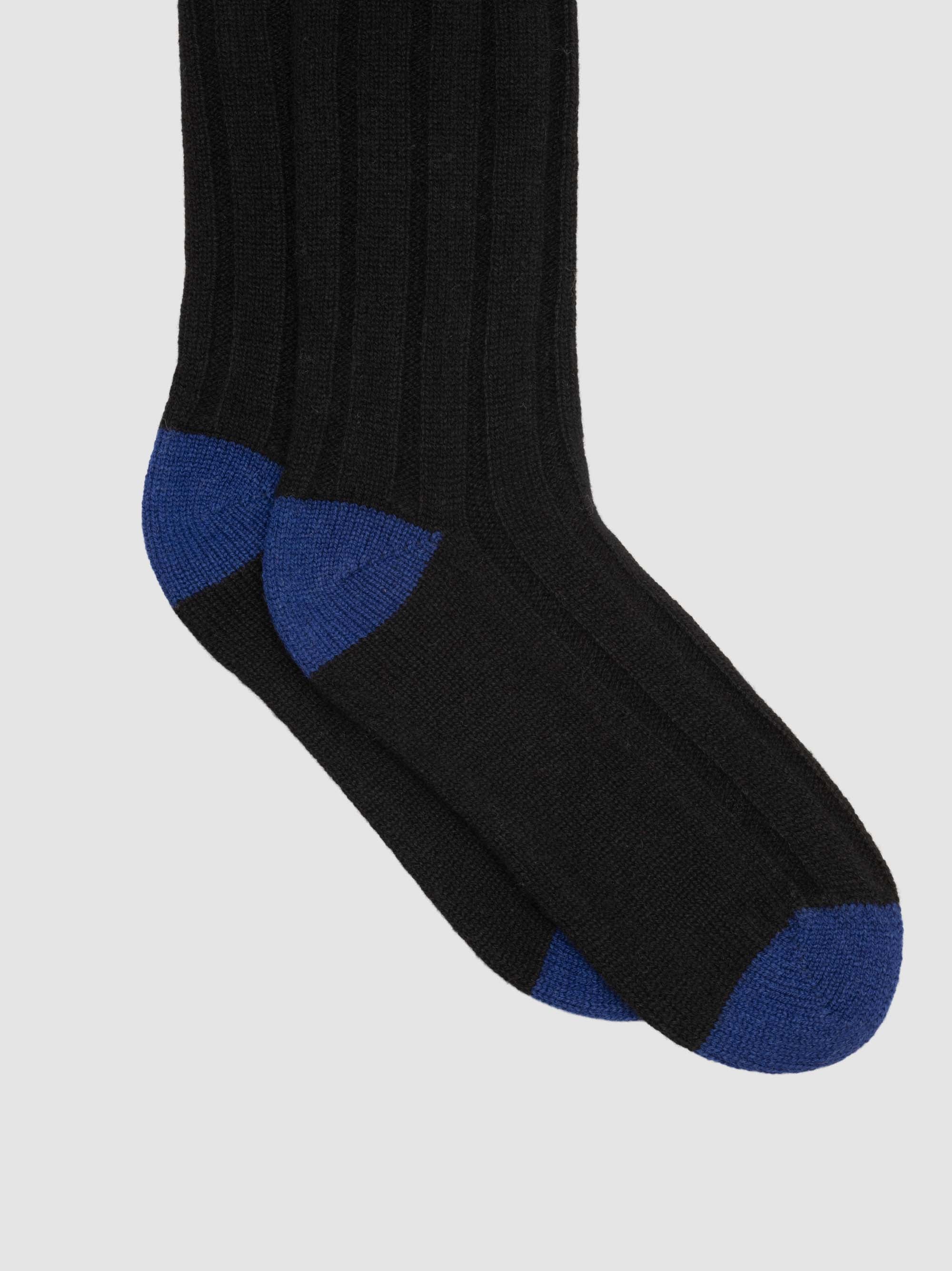 Womens Tipped Cashmere Socks Black Sapphire | Begg x Co