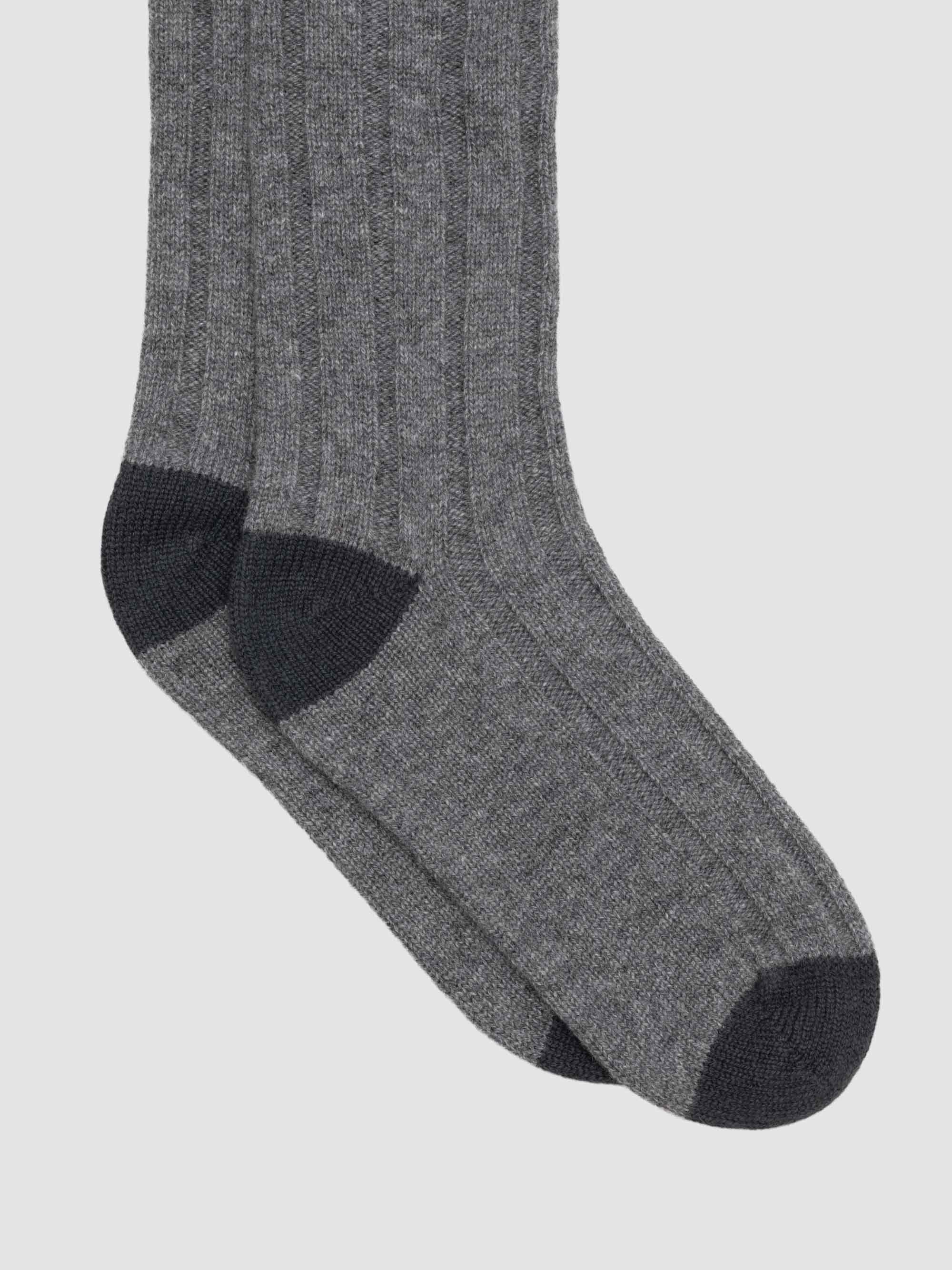 Womens Tipped Cashmere Socks Siberian Grey | Begg x Co