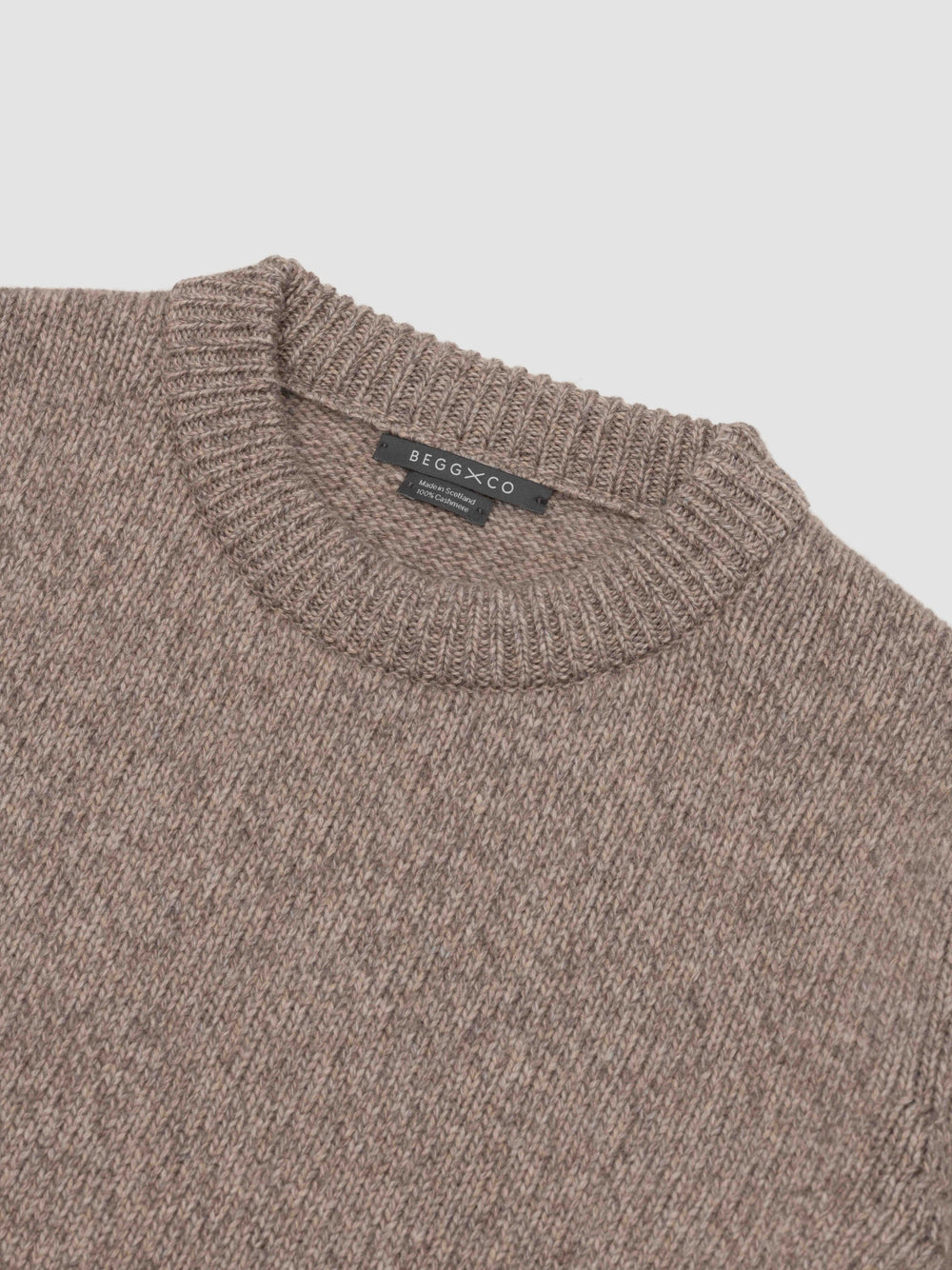 Mens Tweedy Cashmere Crew Neck Sweater Pebble Marl | Begg x Co