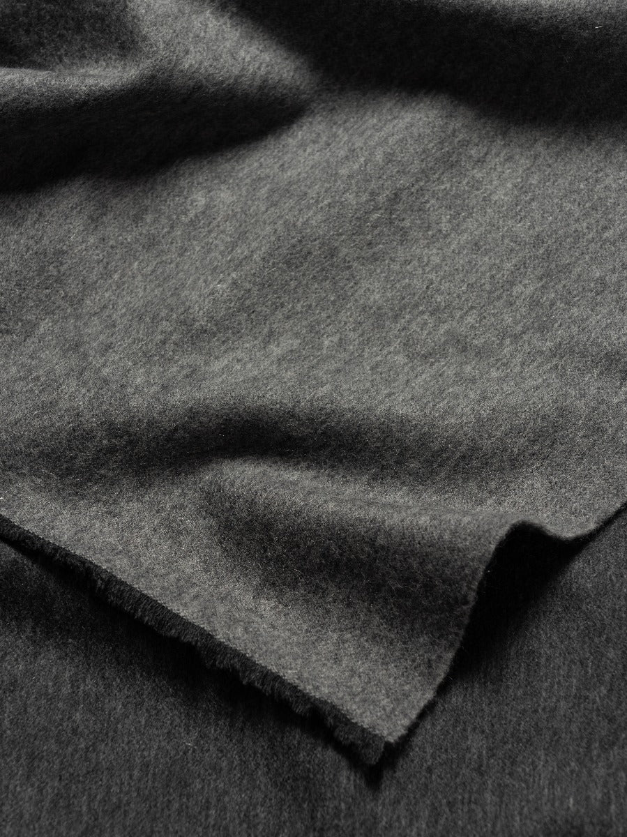 Vale Reversible Charcoal Grey Lambswool Cashmere Throw Detail | Begg x Co